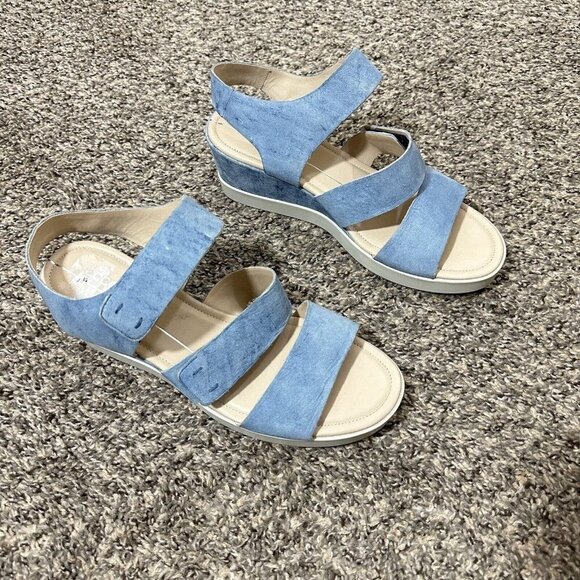 Ecco Plateau Sandal Womens Shape Wedge Size US 9-9.5 EU 40 Blue Strappy New - Picture 3 of 7